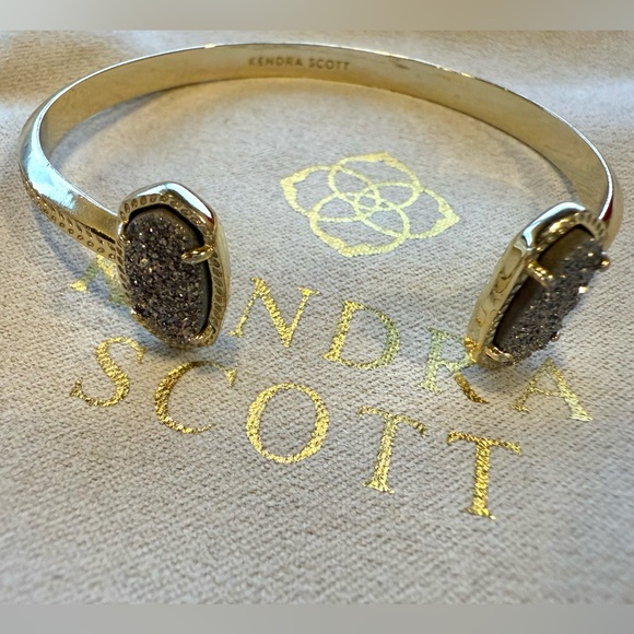 KENDRA SCOTT Elton Cuff Bracelet in Gold Platinum Drusy w/ Jewelry Pouch - Picture 6 of 9